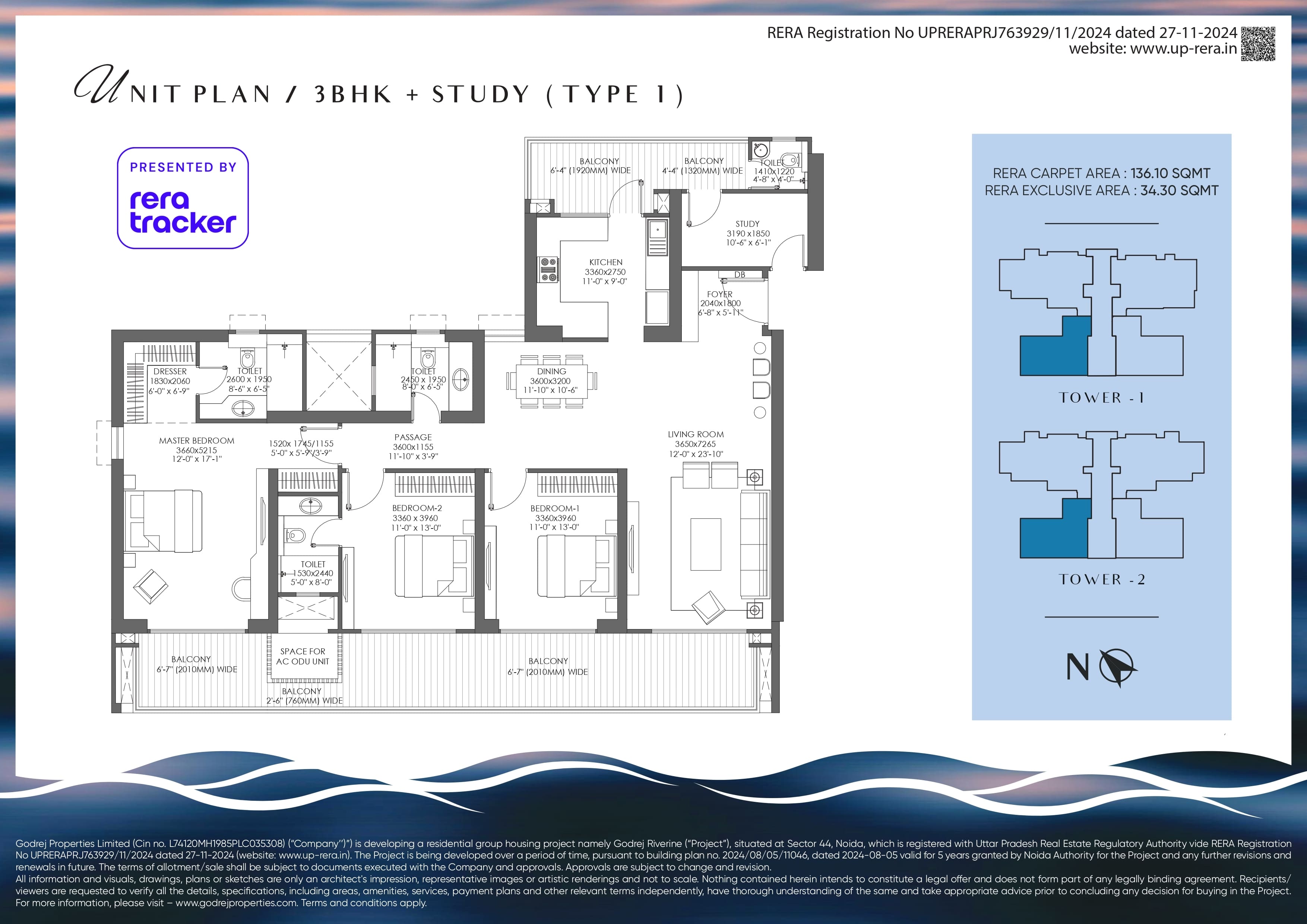 Floor plan for 3 BHK 1465.00 sq.ft